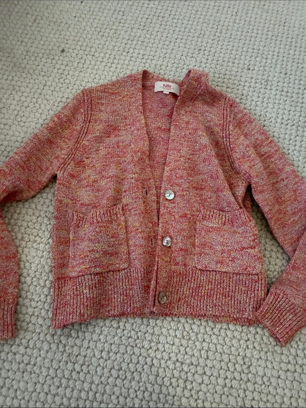 Pink Multi-Knit V-Neck Cardigan Sweater and Cami set